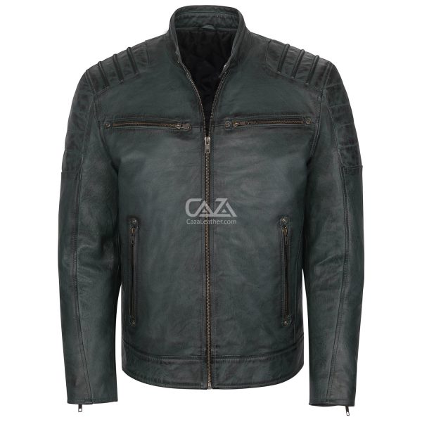 Mens Charcoal Leather Jacket