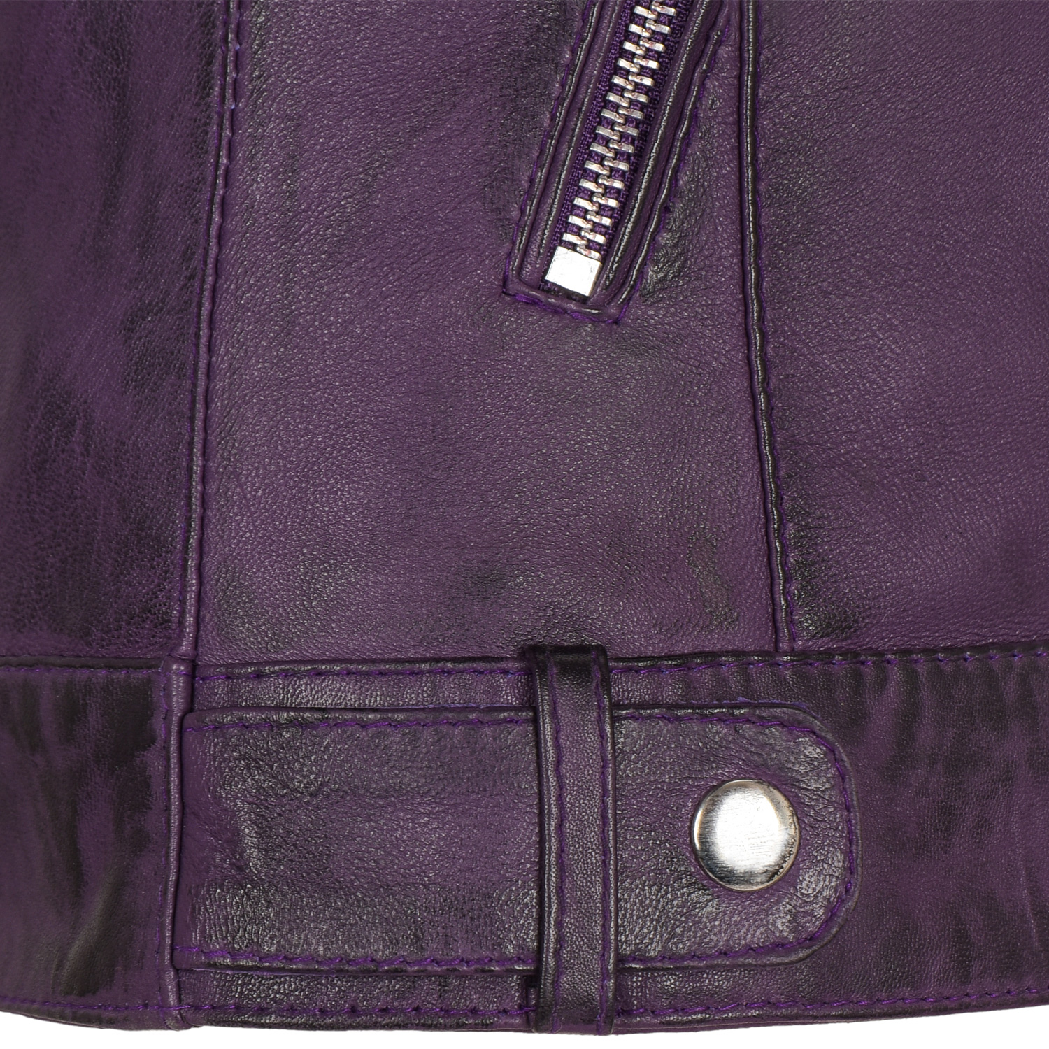 Ladies Purple Real 100% Lamb Nappa Leather Biker Jacket 