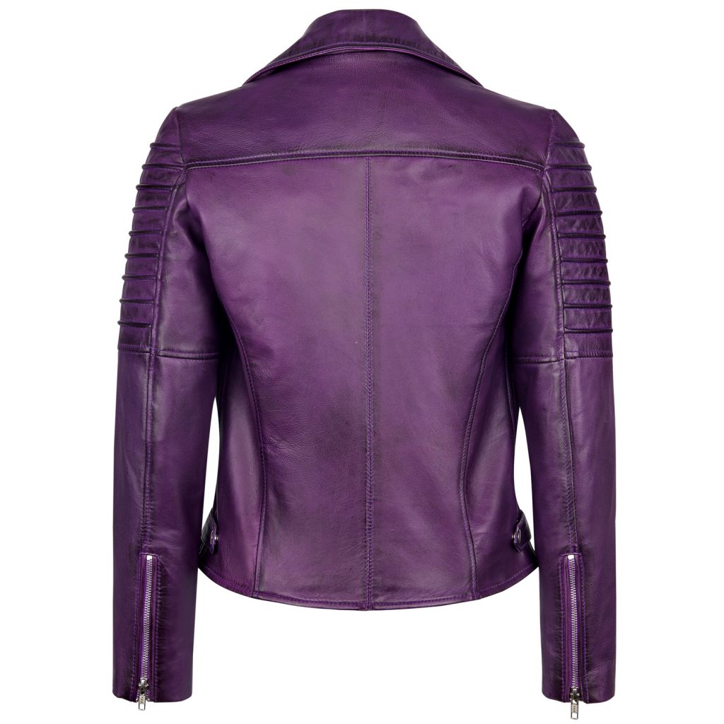 Womens Purple Leather Jacket CAZA