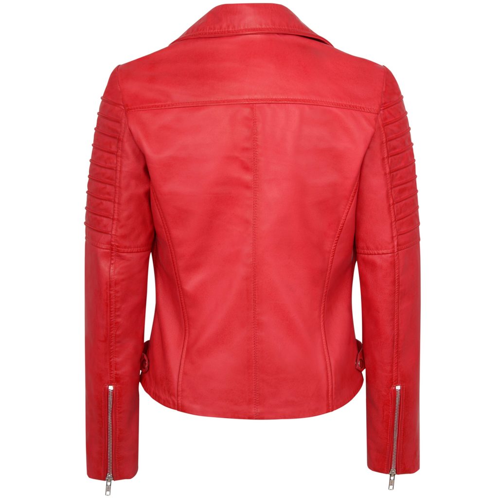 Red Leather Jacket Womens - CAZA