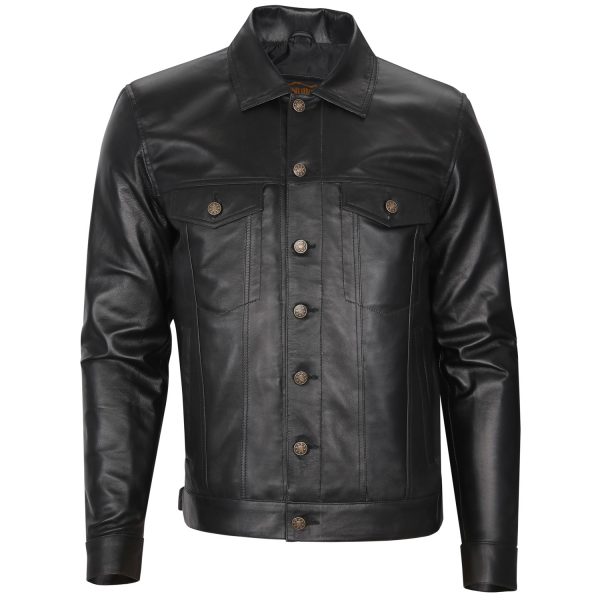 Black Trucker Leather Jacket