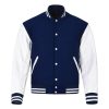 Letterman Jacket in Nave Blue with White leather Sleeves